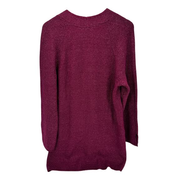 J Jill Sweater Womens Petite Large Lp Burgundy Marled V-Neck Tunic Pullover Knit - Picture 4 of 9